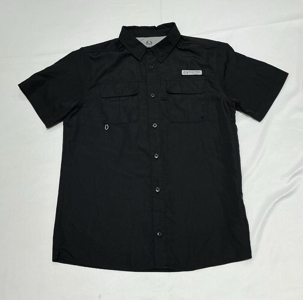 Realtree Fishing Shirt Boys XL Black Vented Outdoors Hiking Camping